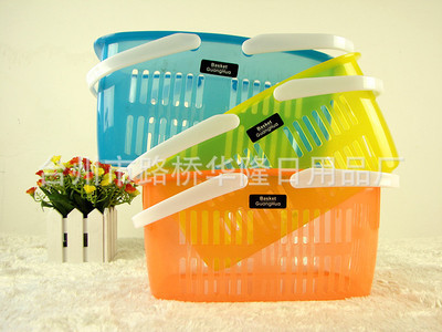【廠家批發(fā) 塑料日用平 多用途 手提購物籃子 裝物品籃子 464】?jī)r(jià)格,廠家,圖片,家用購物籃、袋、車,臺(tái)州市路橋華隆日用品廠-